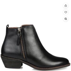 Journee Black Leather Ankle Boots